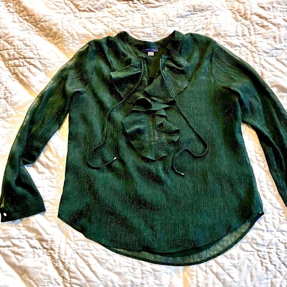 Tommy Hilfiger Dark Green Ruffle Blouse